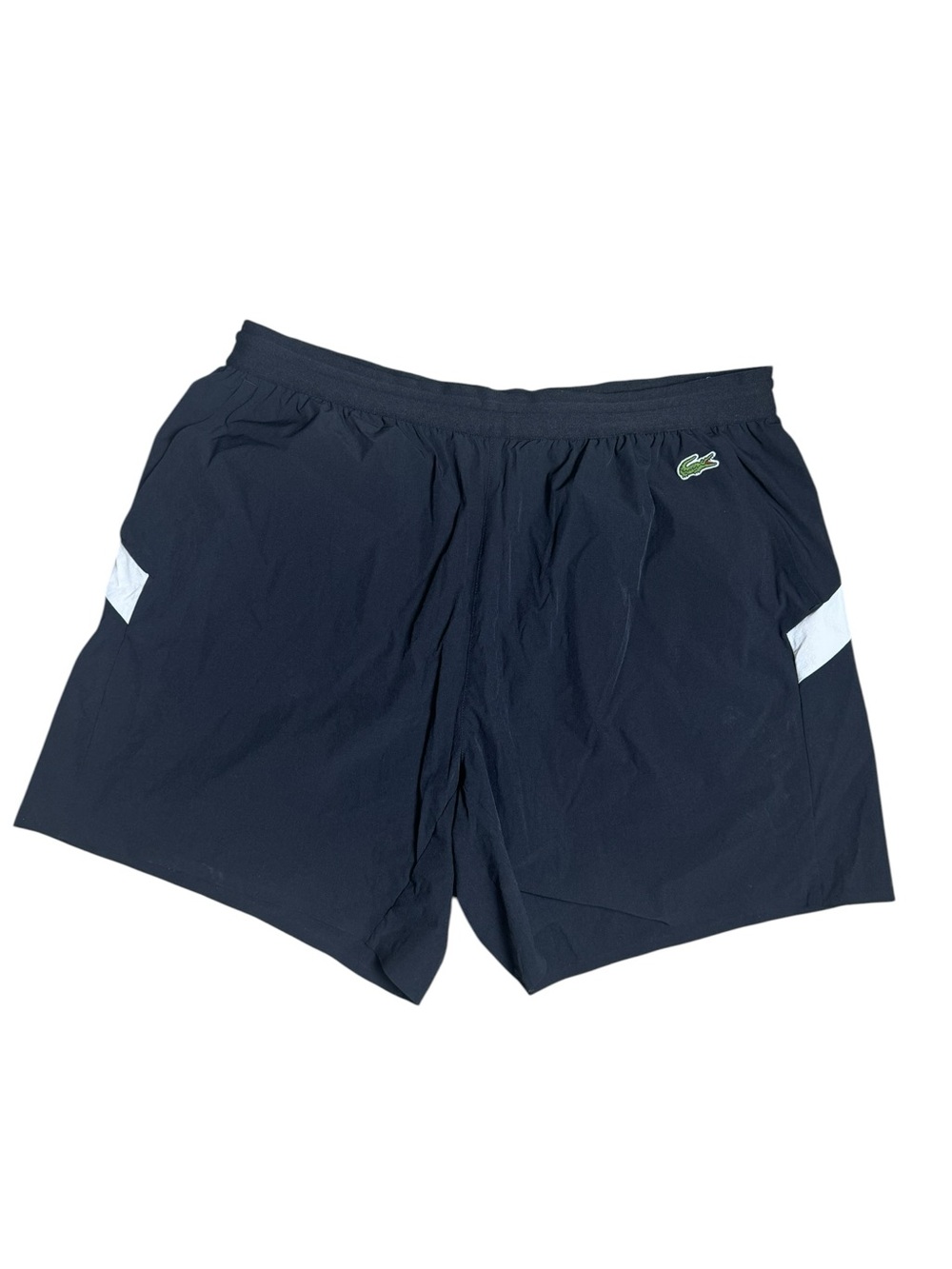 Lacoste Men’s Black & White Lined Swim Trunks